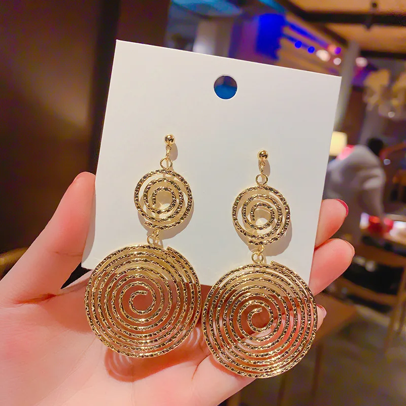

fashion trendy jewelry circle drop metal earring