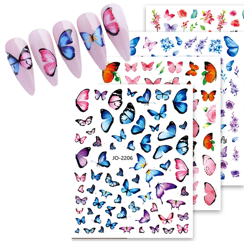 

2023 Newly Customized Nail Decals Blue Butterfly Nail Stickers Decals Multi-design Nail Art Decoration