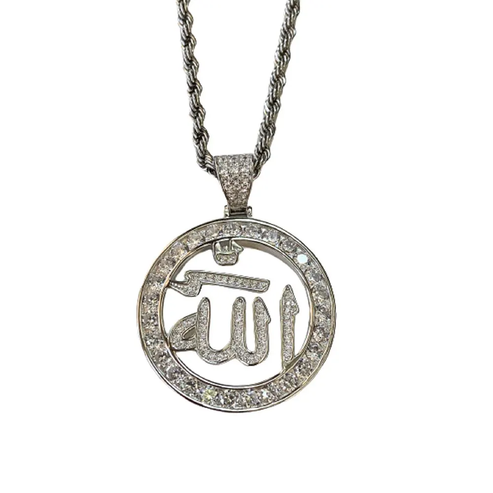 

50% Discount Wholesale Muslim Islamic Quran Gold Allah Pendants Women Hip Hop Bling Jewelry