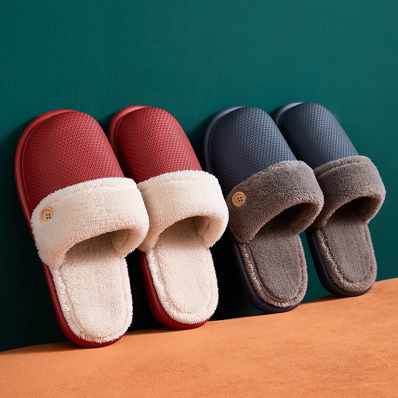 

Winter liner removable and washable waterproof and warm home cotton slippers Men's and women's candy color fashion lightweight w