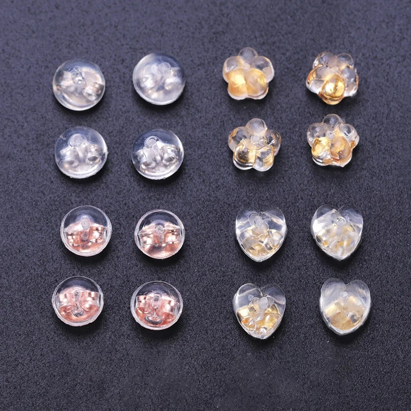 

Silicone Earplugs Stud Earring Backs Support Plug Prevent Allergy Earrings 100pcs/bag, Gold/silver/rose gold