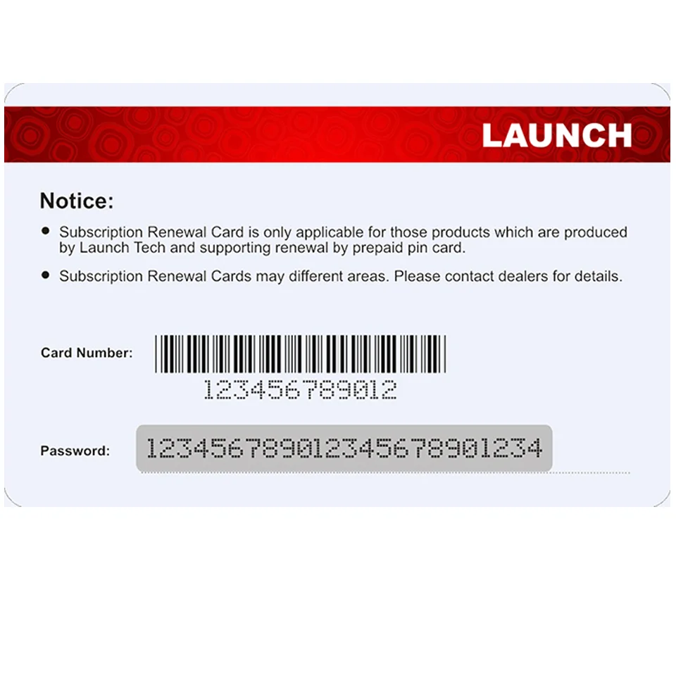 

Launch subscription renewal card 1 Year Renewal for X-431 PAD III/PAD V