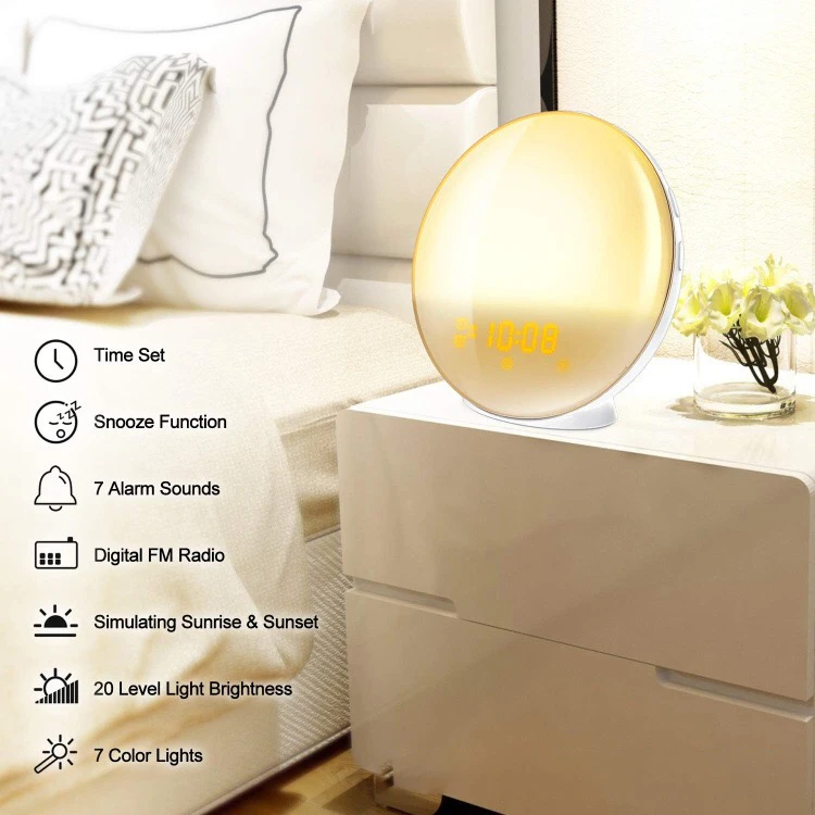 Wireless Sunrise Simulation Lingt Good Quality Wakeup Light Smart Wake Up Night Workday Alarm Clock With Function