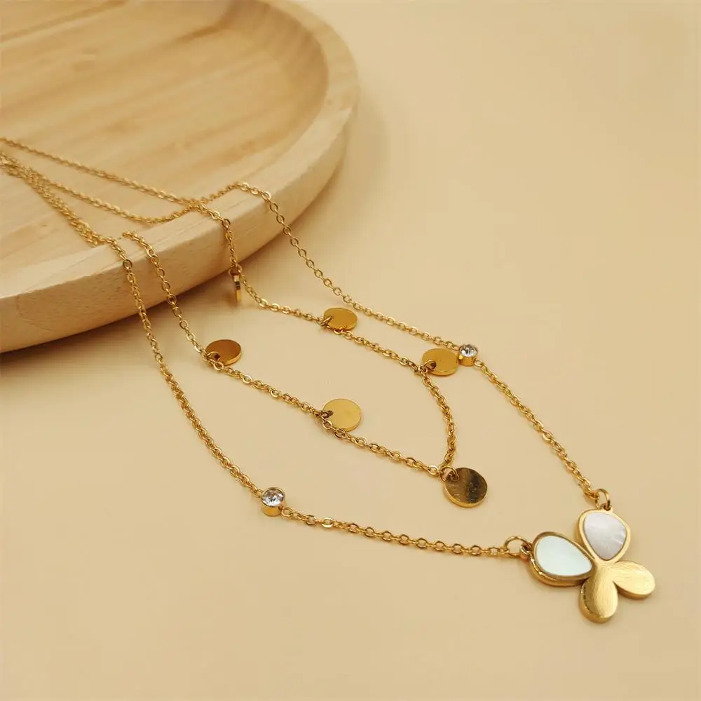 

Popular necklace stainless steel simple geometric butterfly pendant necklace