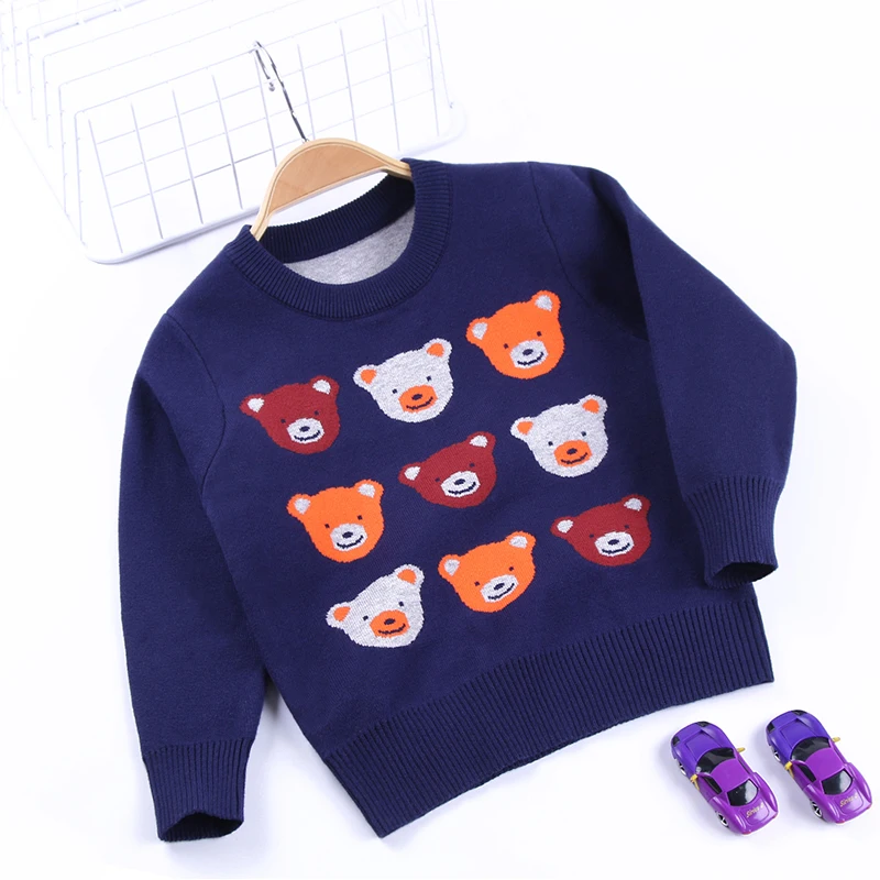 

Childrens Knitted Baby Long Sleeve Stand Cotton Teddy Turtleneck Sweater Unisex Sweatshirt Stand Children's Tshirt, Dark blue