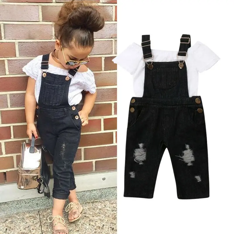 

lyc-1168 Toddler Kid Baby Girls Clothes Sets Lace off shoulder Tops Denim Jeans 2PCS Outfits Clothes Summer, As picture