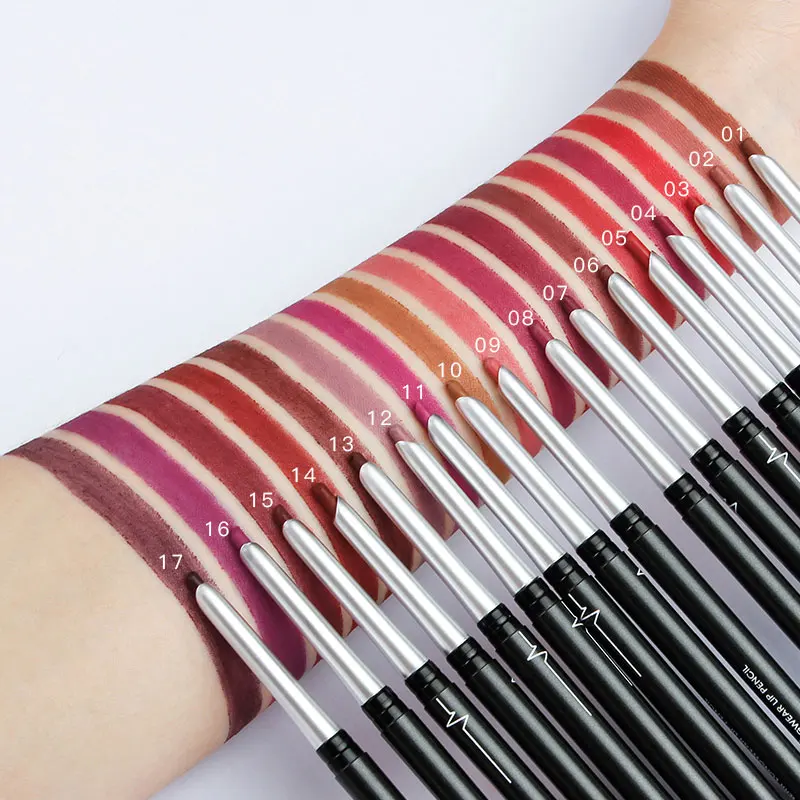 

17 Colors Creamy Colored Organic Lip Liners Set Eye Shadow Eyeliner Lip Pencil Waterproof Lip Liner OEM