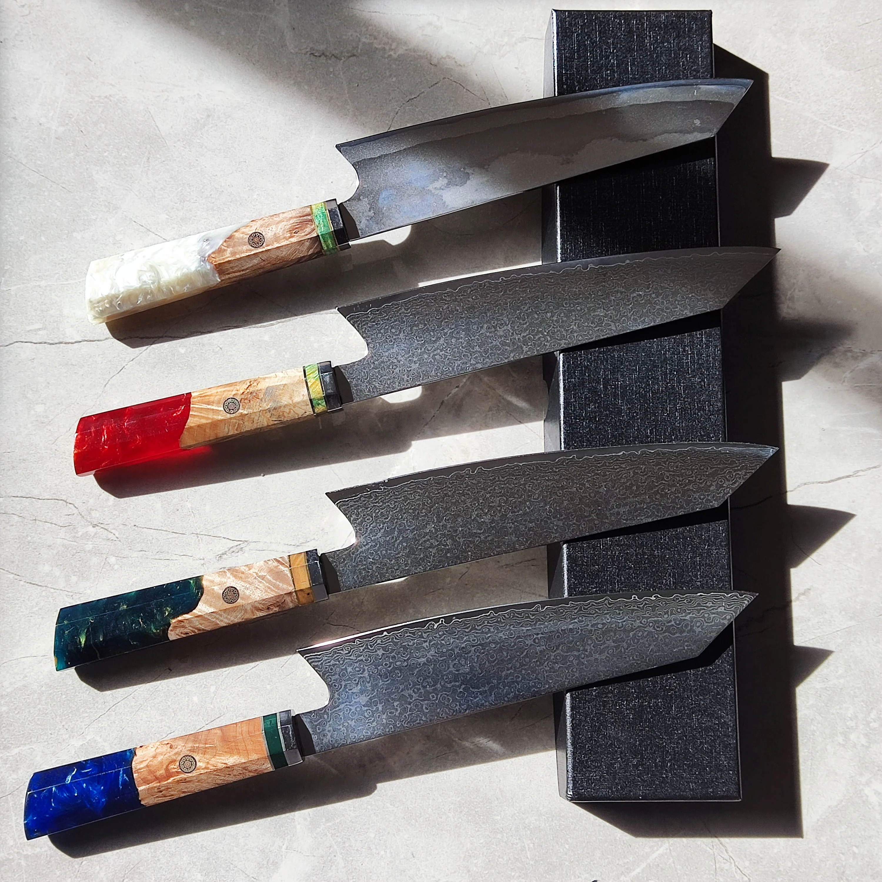 

Latest Japanese Damascus Steel Knives Solidified Wood Handle Nakiri Knives Kitchen Kiritsuke Chef Santoku Cleaver Knife Cooking