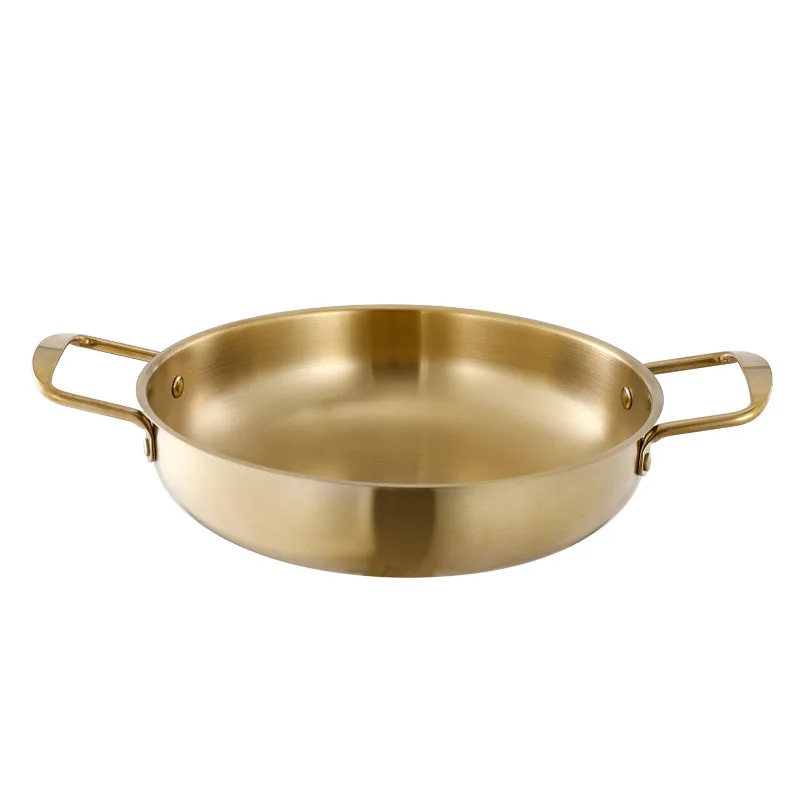 

Spain titanium gold Stainless steel various sizes korean ramen cooking seafood hot pot soup base bbq and soup pot, Silver/golden