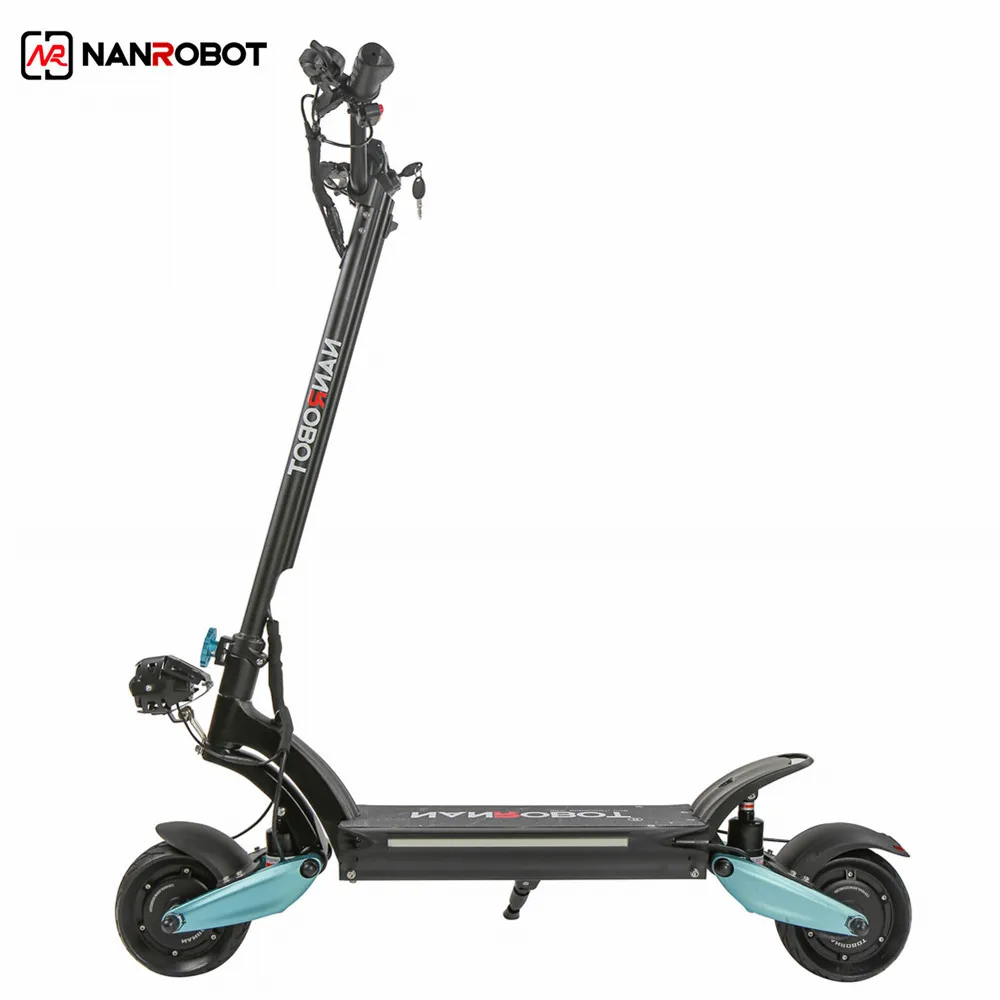 

Nanrobot 1600w 48v 40km Cheap 8inch Electric Scooter For Adult, Black and blue details