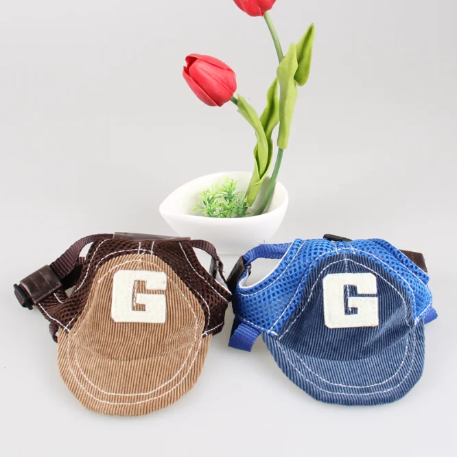 

Cute and breathable pet hat dog baseball hat pet clothing accessories, Blue,brown