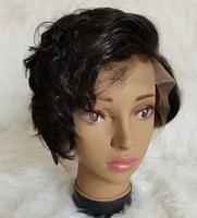 

wholesale brazilian short curly wig lace short pixie cut wig finger wave lace frontal wig