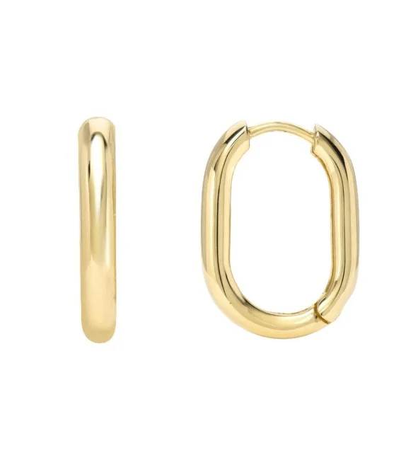 

2021 Fashion Ear Jewelry Stainless Steel 20mm Gold Thick Oval Hoop Earrings For Women Girls