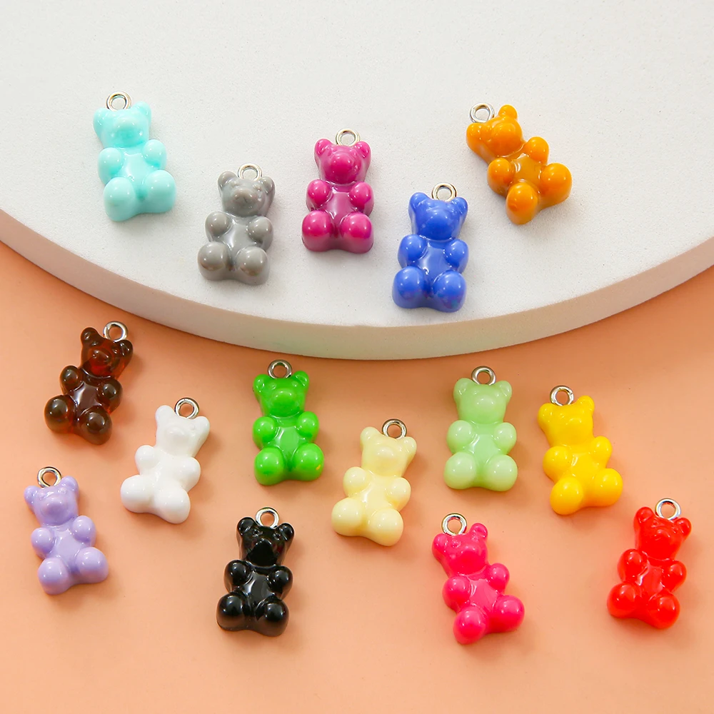 

Macaron Cute Gummy Resin Pendant Cartoon Bear Charm Earring Necklace Jewelry Making Findings DIY Handcrafts, Colour mixture