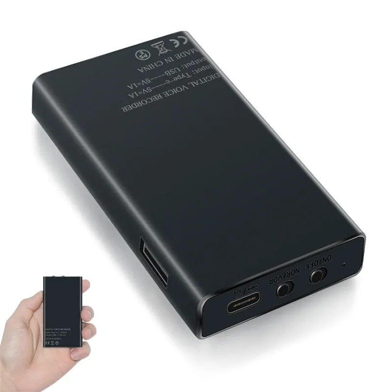 

QZT Portable Power Bank Audio Recording Devices Digital Dictaphone Sound Activated Voice Recorder