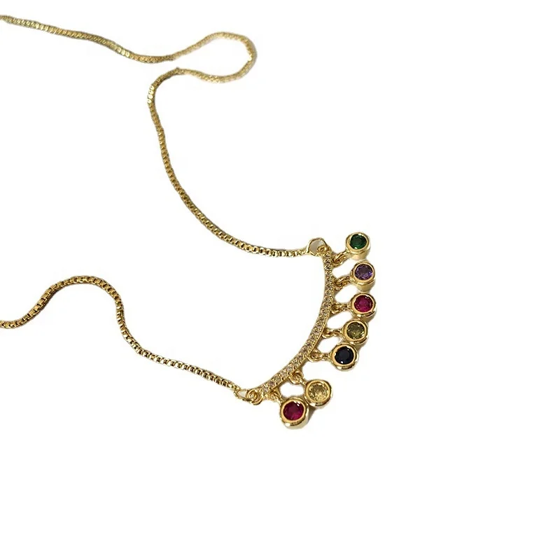 

Colorful Diamond Female Necklace Fashion Personality Niche Necklace, Gold