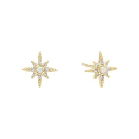 

925 sterling silver starburst stud earring gold vermeil delicate cz opal stone star jewelry