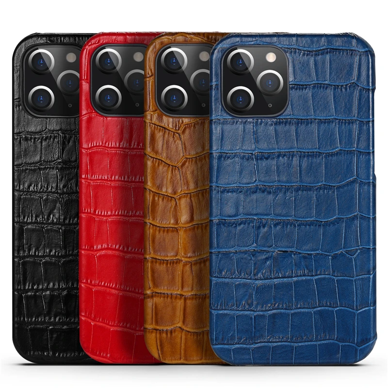 

luxury genuine pu leather crocodile pattern protective phone case for iphone 12