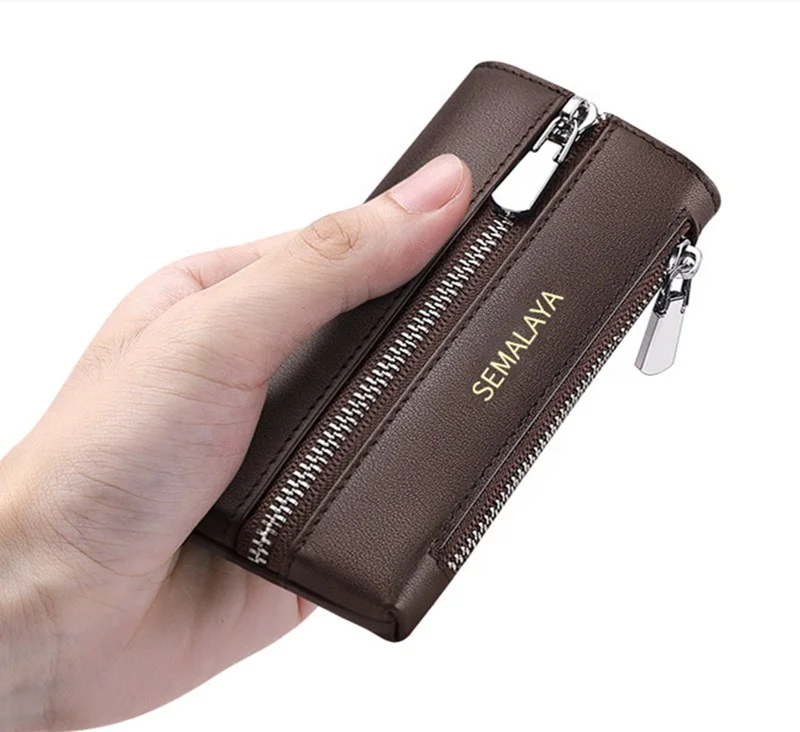 

Genuine leather keycase fashion style wholesale luxury brand SEMALAYA key fod cover custom key cover with your own logo, Black/brown/blue