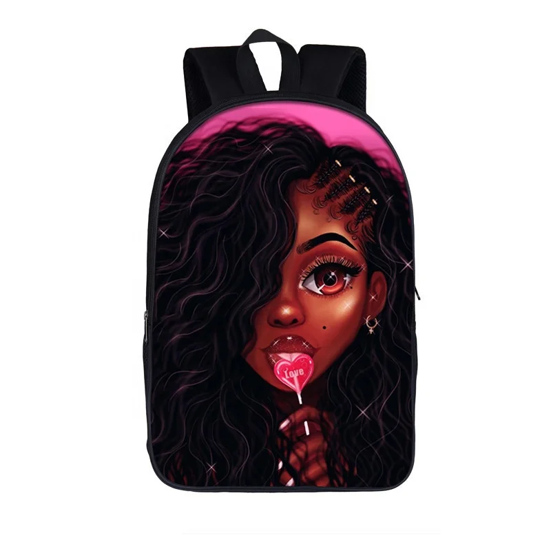 

Wholesale Custom Print Boys Girls Backpack Black Art Afro Girl Print Personalized Kids Children Gift School Bag Book Bags