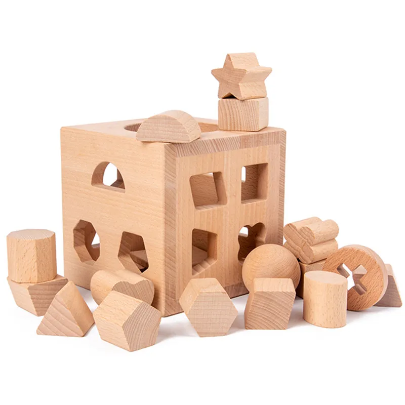 

17-hole intelligence box early education puzzle geometric shape matching cognitive building blocks children's wooden toys