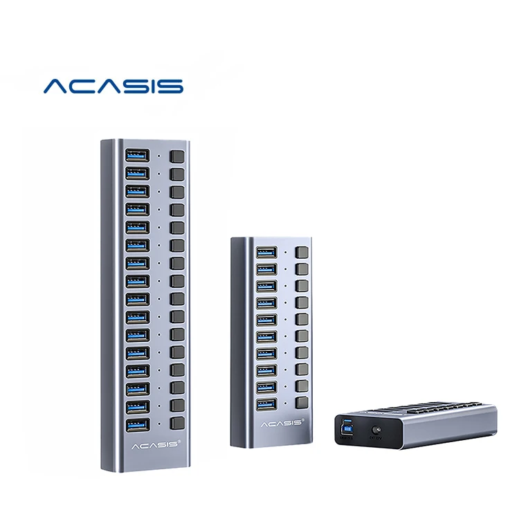 

ACASIS 16 Port USB 3.0 HUB Support BC1.2 Charging with 12V Power Adapter Aluminum USB Splitter For Macbook Accessories Desktop