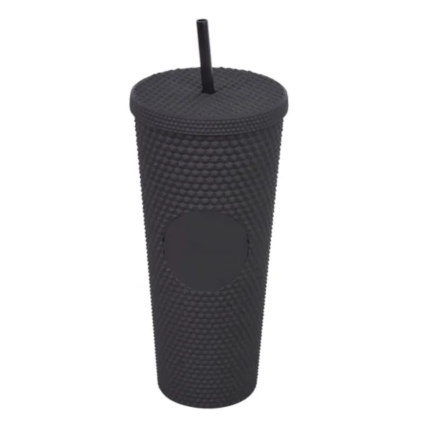 

Studded Tumbler with Straw Cold Cup 24oz Matte Black, Any color