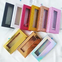 

Empty Glittering Glossy Paper box Transparent PVC Window Magnetic Rectangle False Eyelash Packaging Box