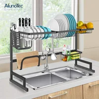 

85cm Large Kitchen Space Saving Utensil Holder Grocery Shelf Dish Rack Over The Sink