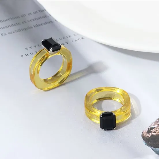 

High Quality Fashion Jewelry Factory Colourful Thin Resin Rings Plastic Resin Rings