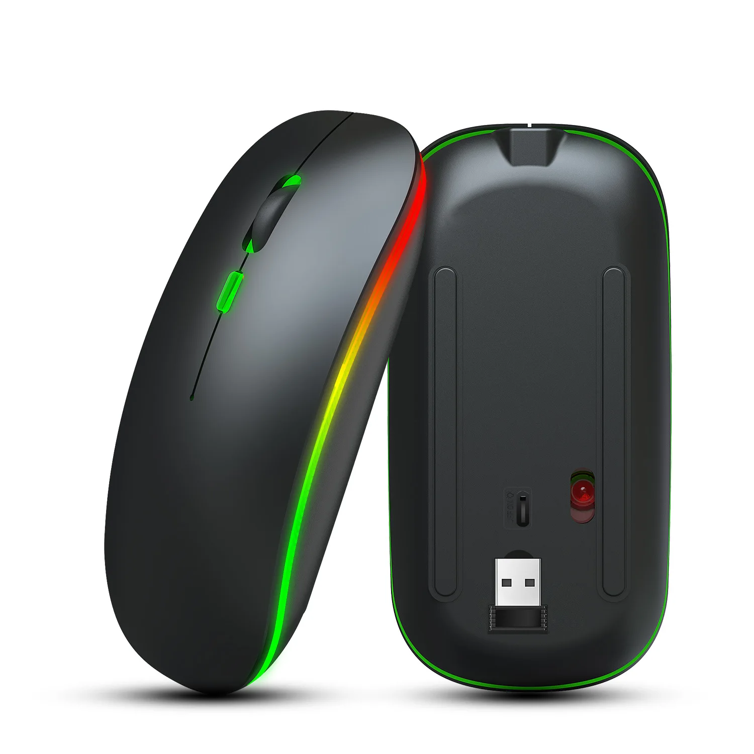 

New Arrival Ultra-thin Mini Wireless Mouse Silent Mute Rechargeable Led Colorful Lights RGB Portable Mouse