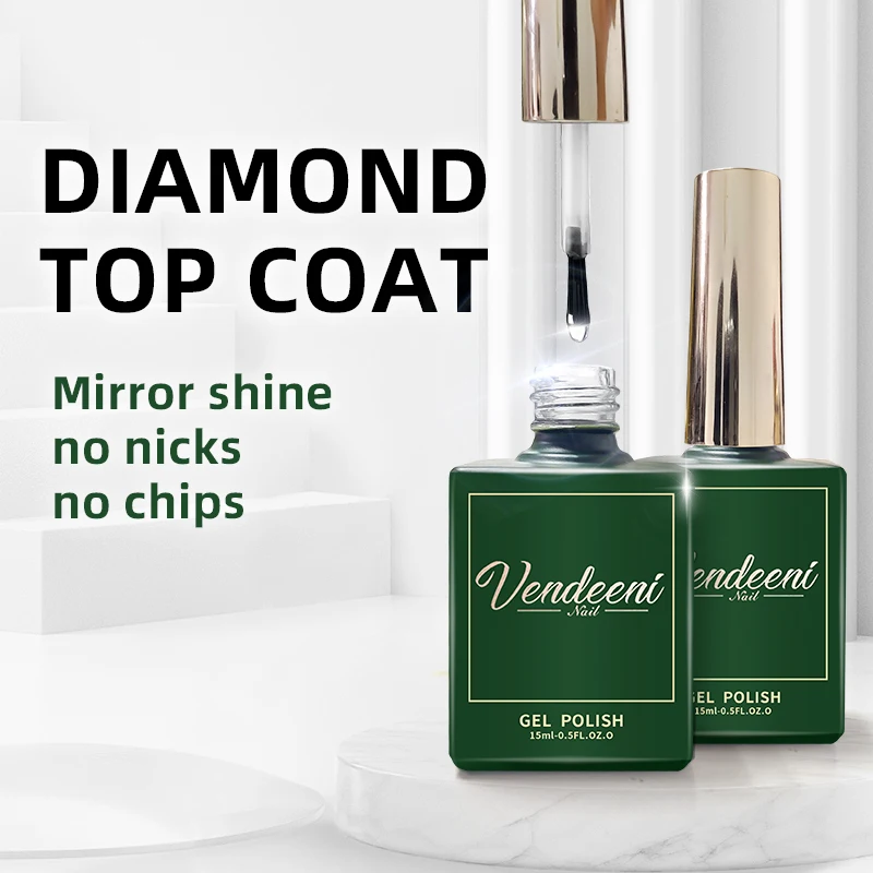 

VDN Private Label Diamond Top Coat Gel Nail Polish Soak Off UV/LED Gel Polish Top Gel High Shine, 3000 colors