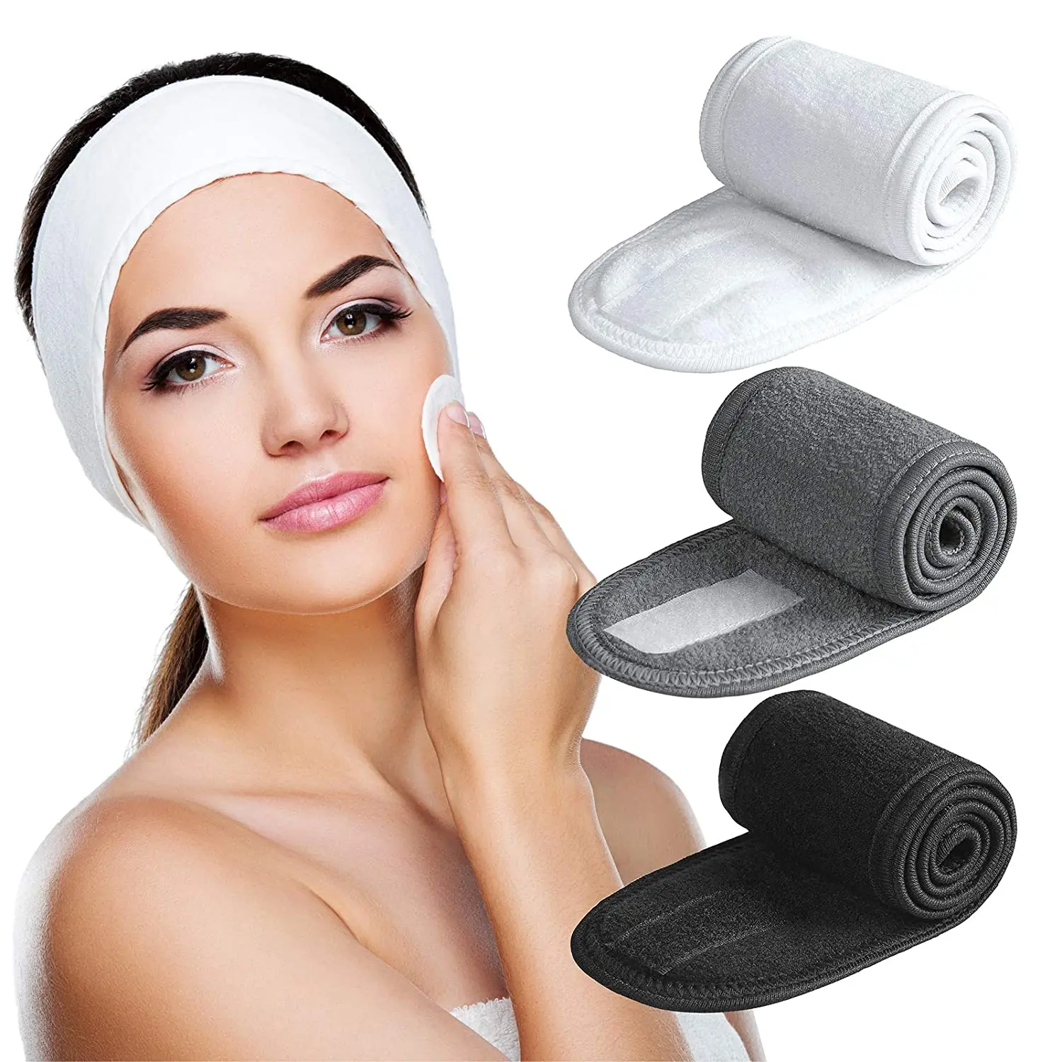 

Custom Logo Soft Microfiber Makeup headband for women spa fashion Sports Yoga Running elastic Spa headband