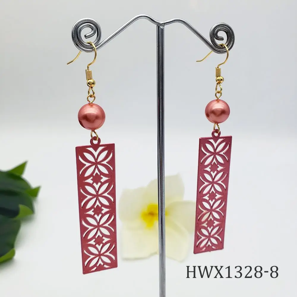 

New Samoan Dangle Enamel Earrings Hawaiian Pearl Earrings Wholesale