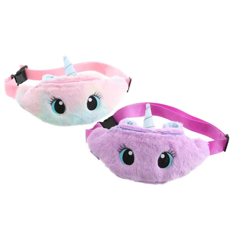 

Wholesale unicorn kids chest bag plush fanny pack cute big eye waist bag, Customized color