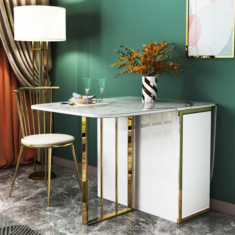 Wholesale Nordic Folding Dining Table Sets Modern Extendable Glass