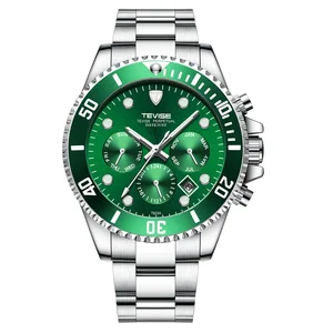 Tevise 823 casual mens watches classic Rollex green blue stainless steel band hand watches 2