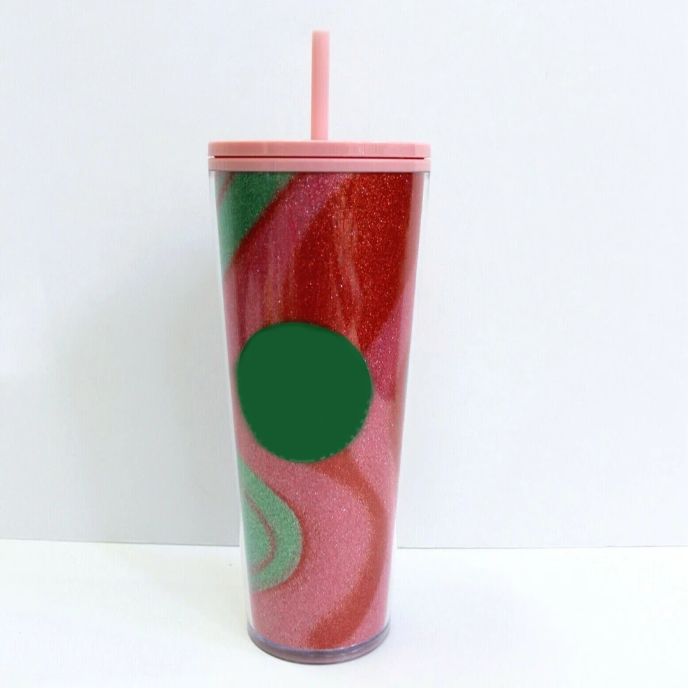 

BPA Free 2021 New Venti 24oz Star-bucks Holiday Glitter Pink Swirl Cold Cup