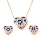 New Enamel Heart Necklace Heart Flower Earrings Jewellery Set