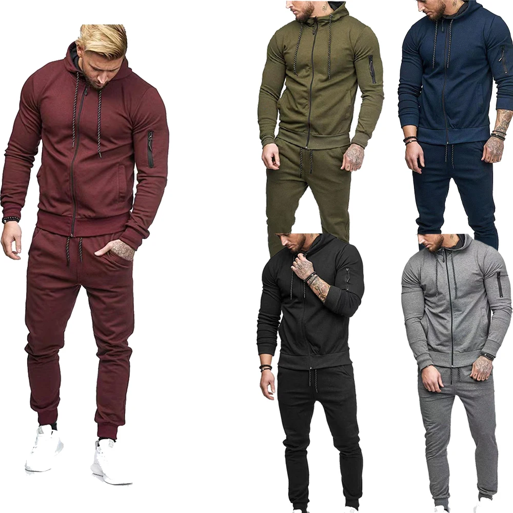 

Conyson Custom Logo Spring Jumpsuit Plus Size Tracksuit for Men's Clothing 2Pcs Sport Wear Slim Joggers Hoodies Long Men Set