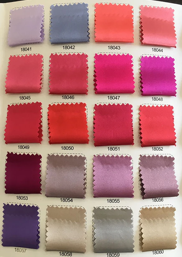 103 Solid Colors Available Silk Charmeuse Fabric Color Card Swatch Silk ...