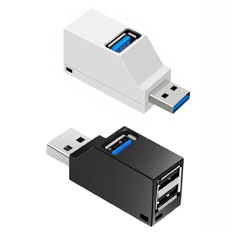 

USB 3.0 Hub Multi 2.0 Data Transfer Mini Multiple 3 Port Hab USB-Hub Expander Splitter Adapter USB HUB, Black white