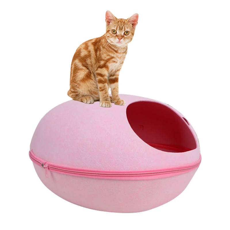 

2019 foldable cave bed supplies house hot shaped felted pet nest wool felt small cat pet cave bed cat house felt, 40 colors , or custom