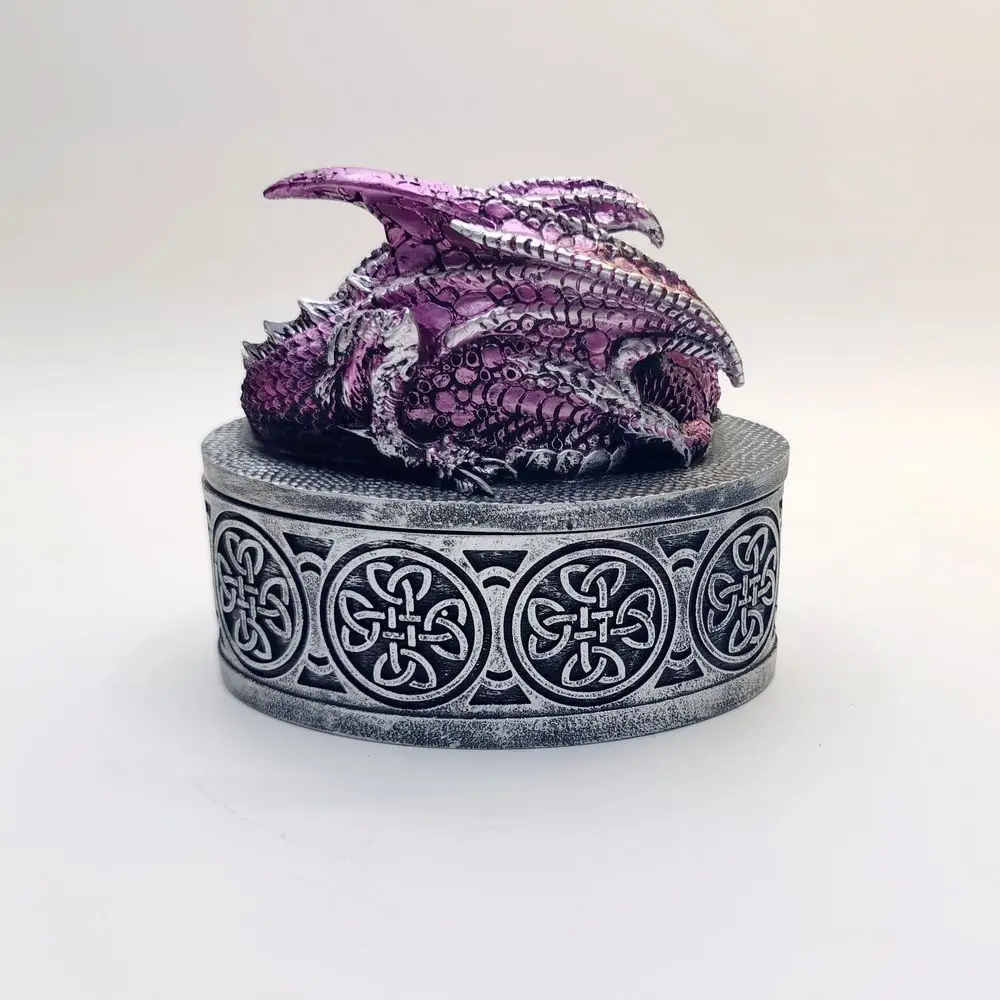 

Brilliant Dice tray dungeons and dragons dice box with lid Display tray table game board game collection box, Ancient silver&purple