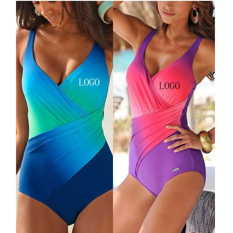 

free shipping european best selling one piece swimsuit sexy gradient one piece swimsuit pop bikini