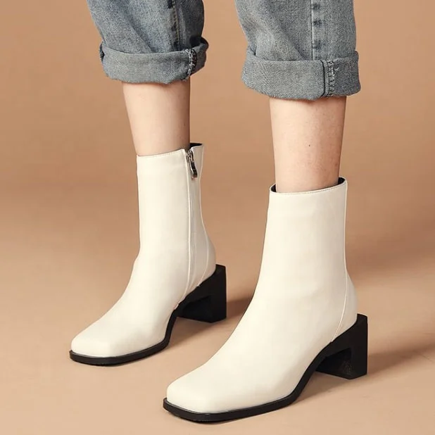 

Snakeskin Print Plus Size 43 Square Toe Women Ankle Boots Side Zip Chunky Heel Warm Short Handmade Booties For Ladies Anti-slip, Black,beige,snake