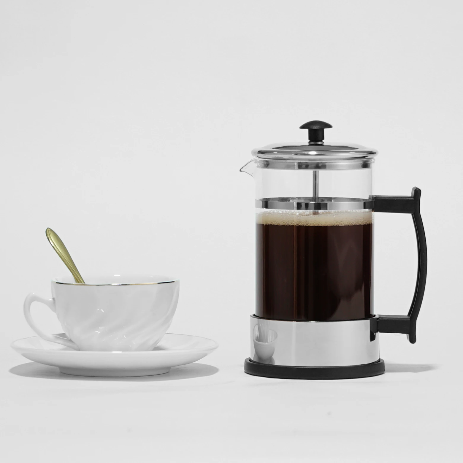 良好的销售高硼硅玻璃原创咖啡机法国媒体 600ml