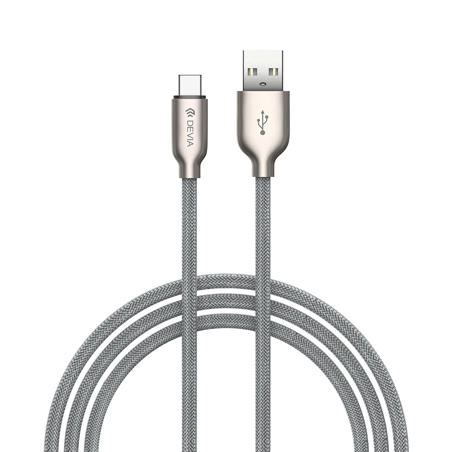 

Devia 2.1A fast zinc alloy head durable braided cell phone charging cable, Silvery