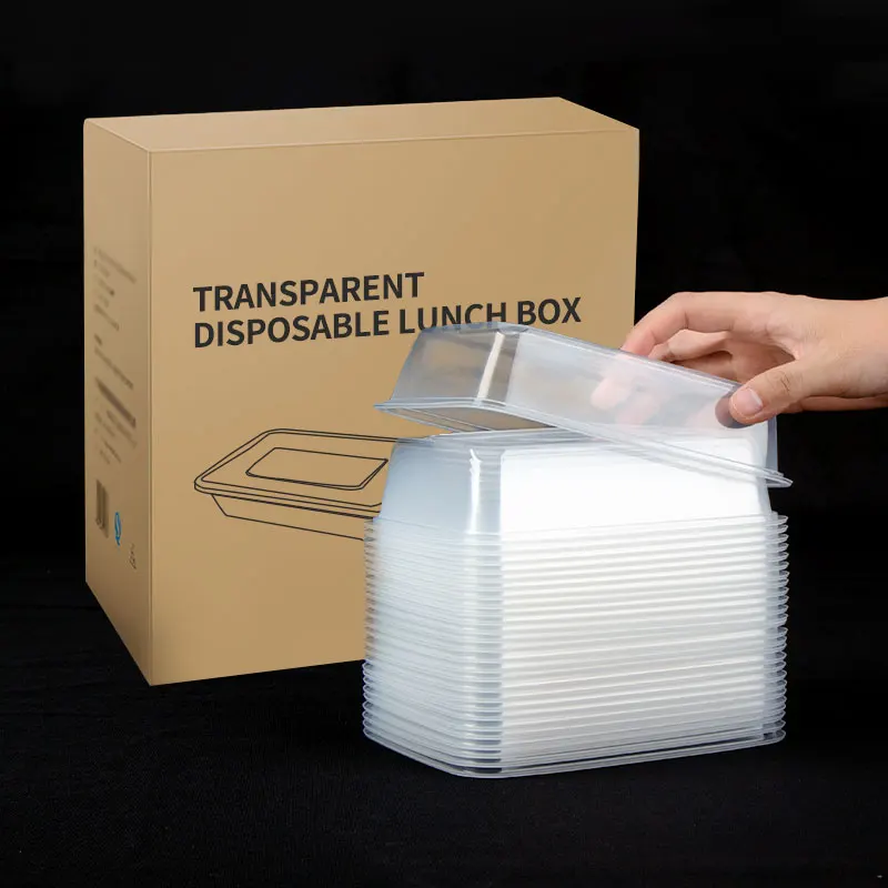 

500ml Transparent Eco Friendly Microwavable Takeaway Disposable Food Containers Lunch Bento Box With Lid