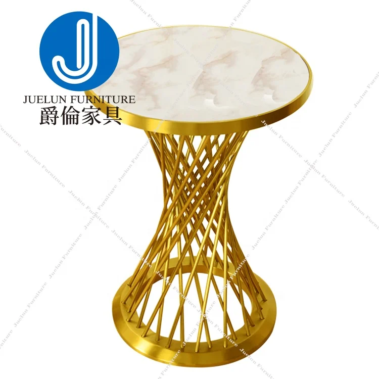 Factory price wholesale gold stainless steel round marble side table nordic luxury side table bedroom side table